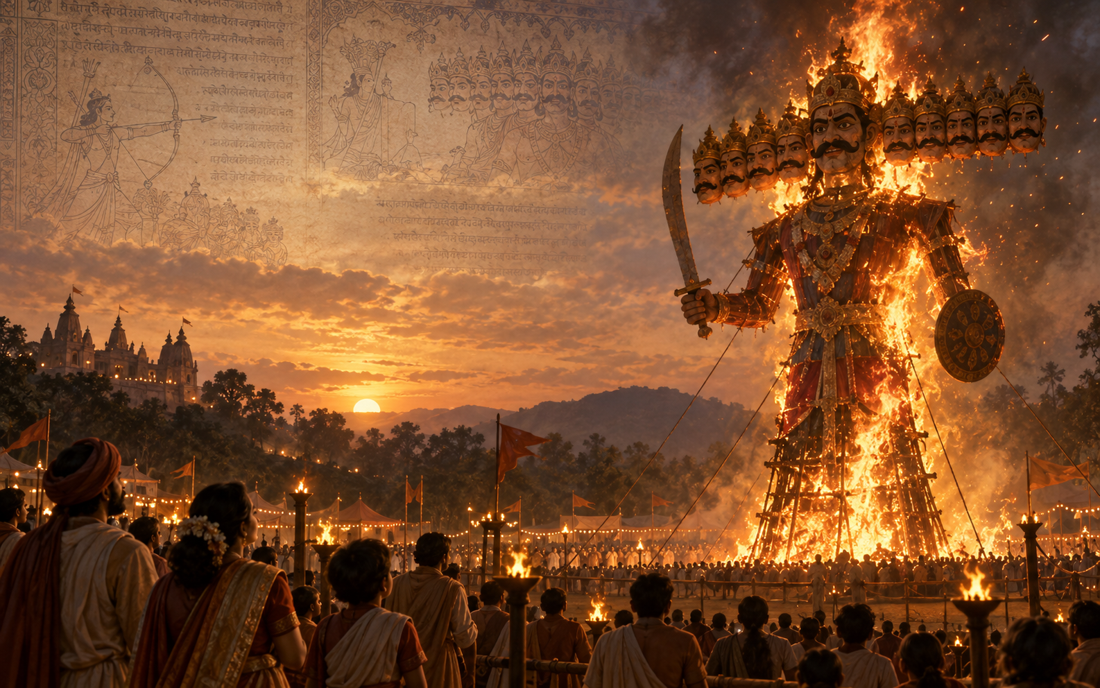 Historical depiction of Ravana Dahan festival origins